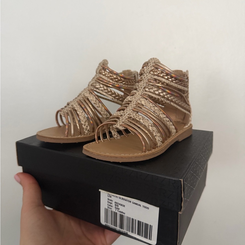Rachel Zoe Gold and Tan Strappy Sandals